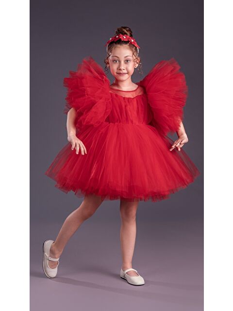 Mnk Baby & Kids Tütü Etekli Kabarık Kollu Komotini Taçlı Kız Çocuk Abiye Elbise MNK0582 - S000388568-20045