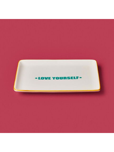 Evidea Kitchen Love Yourself Servis Tabağı - Yeşil / Sarı - 13x18 cm - S000384355-37471