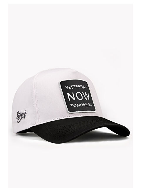 BlackBörk Yesterday Now Tomorrow Logolu Siyah-Beyaz Beyzbol Şapka