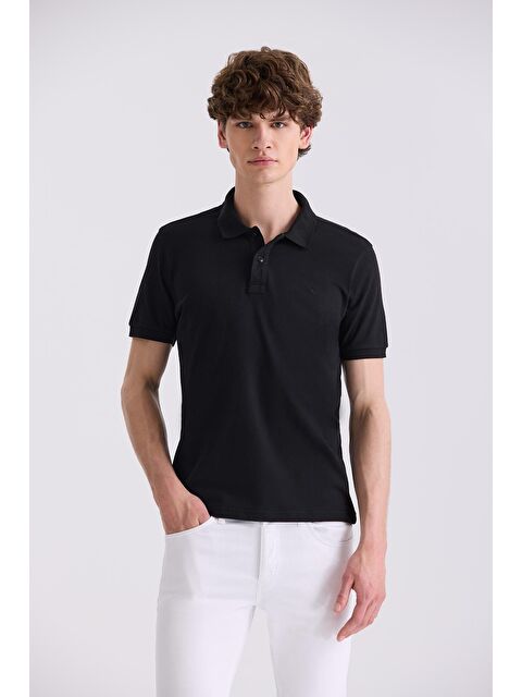 JAKAMEN Siyah Slim Fit Polo Yaka T-Shirt - S000496966-19351