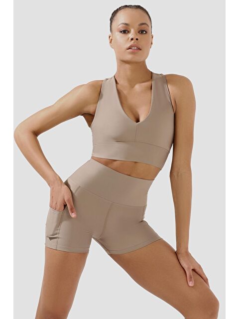 Superstacy Gina Cepli Taş Rengi Kısa Tayt - S000227382-25636