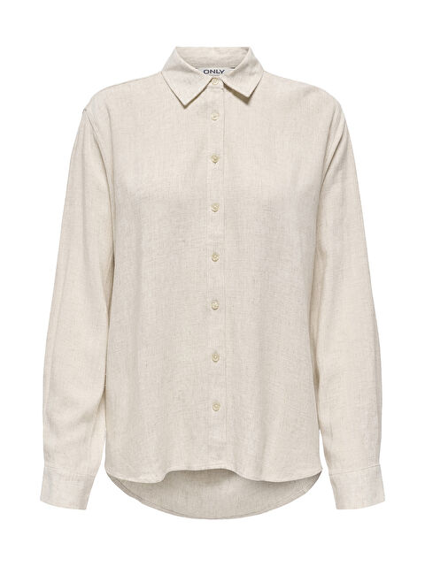 Only Onlsiesta Keten Karışımlı Oversize Fit Önü Kısa Arkası Uzun Gömlek 15347208 - S000396456-19927