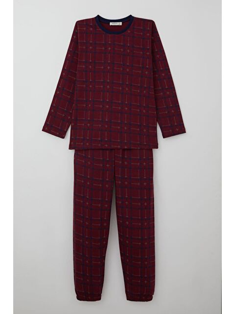 Breeze Erkek Çocuk Pijama Takımı Ekose Desenli Vişne Çürüğü (9-11 Yaş) - S000506115-877