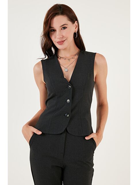 Lela Fitted-Vücuda Oturan Astarlı Klasik Dokuma Kadın Yelek 611Yl030W4 - S000251037-29351