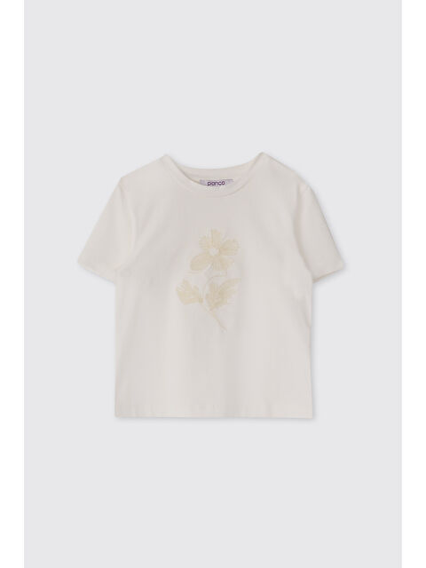 Panço Kız Bebek Kısa Kollu Bej Tişört - S000524684-19928