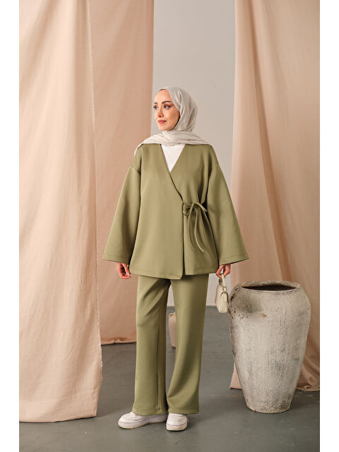 Locco Moda Kadın Yan Bağlamalı Takım Yeşil - S000449601-18194