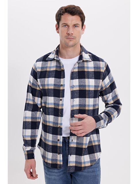 TUDORS Erkek Slim Fit Dar Kesim Kareli Kışlık Oduncu Gömlek - S000519860-21164