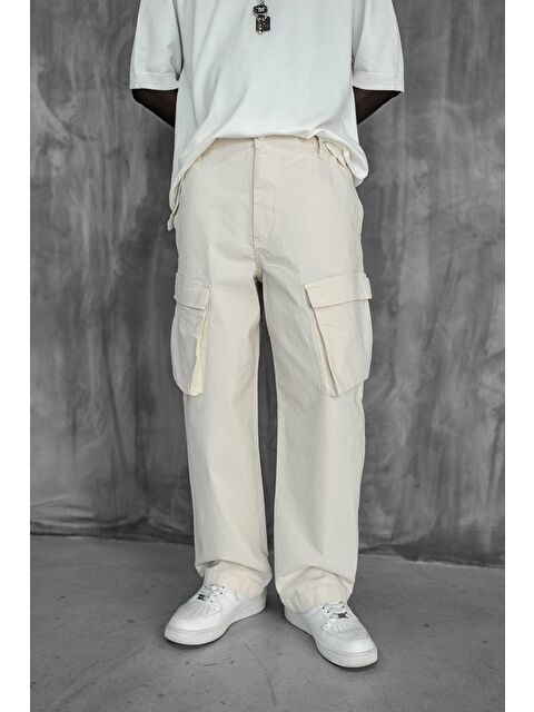 Abluka Online Erkek Kargo Cepli Esnek Baggy Pantolon Açık Bej - S000378095-19927
