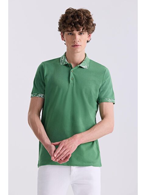 JAKAMEN Yeşil Slim Fit Baskılı Polo Yaka T-Shirt - S000497009-18194