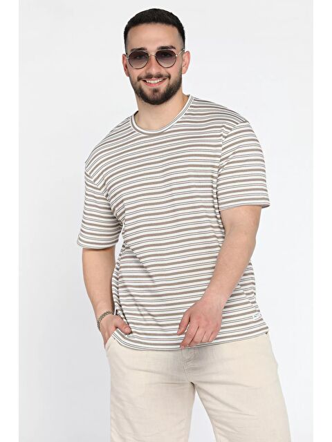 Mishar İtalia Bisiklet Yaka Çizgi Desenli Erkek Tişört - S000373019-19413