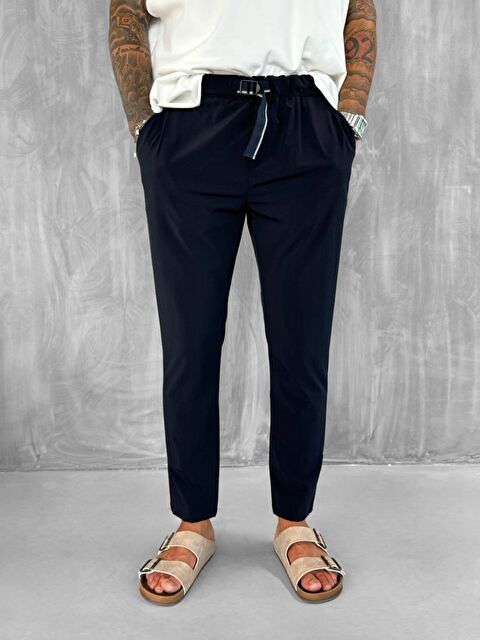 Abluka Online Erkek Beli Lastikli Tecno Kumaş Slim Fit Pantolon Lacivert - S000393477-21164