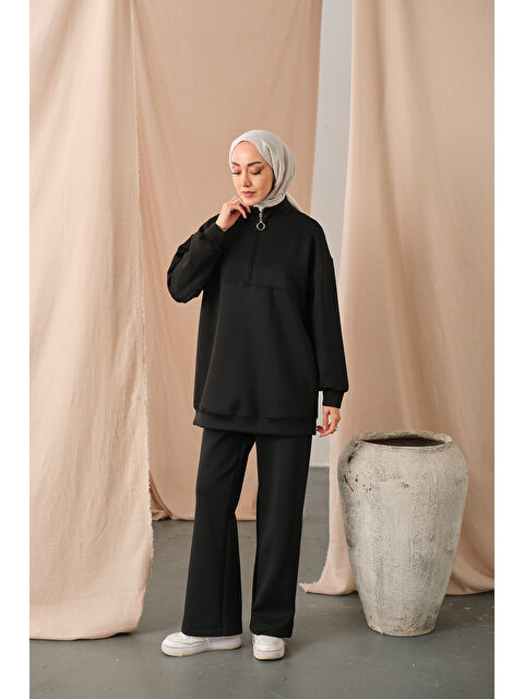 Locco Moda Kadın Yarım Fermuarlı Takım Siyah - S000449604-19351