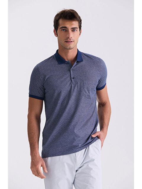 JAKAMEN Lacivert Classic Fit Cepli Desenli Polo Yaka T-Shirt - S000497008-21164