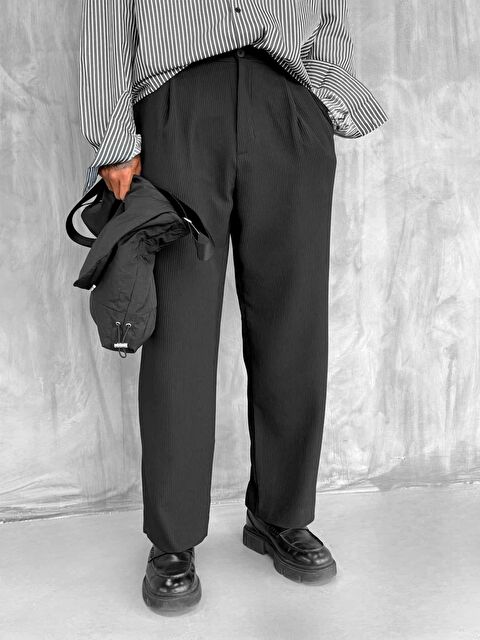 Abluka Online Erkek Fitilli Baggy Pantolon Siyah - S000487357-19351