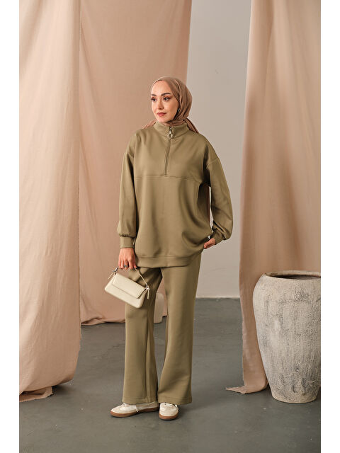 Locco Moda Kadın Yarım Fermuarlı Takım Yeşil - S000449604-18194