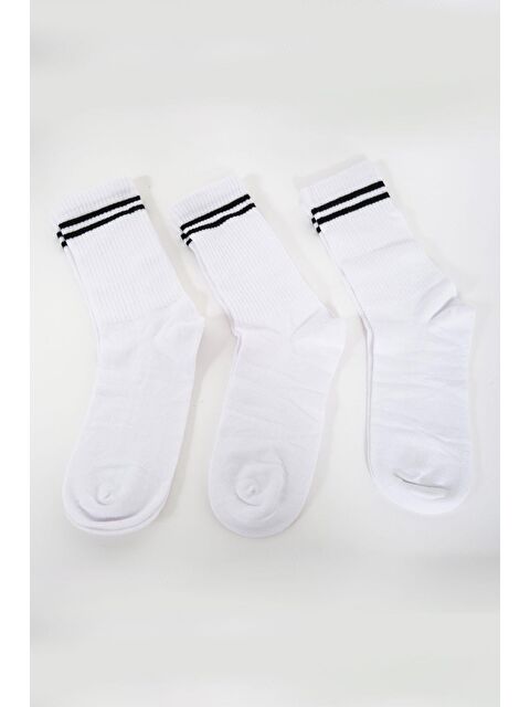 C&City Erkek Çizgili Uzun 3'lü Soket Çorap Seti Siyah/Çizgili - S000220257-19351