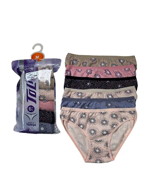 Tolin Kadın 6 lı Pamuklu Elastanlı Baskılı Havlu Ağ Bikini Model Külot Seti 2246165 - S000233899-23173