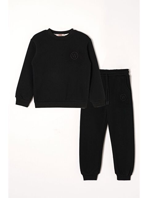 Zepkids W Nakışlı Şardonlu Siyah Renk Erkek Çocuk Eşofman Takım - S000357021-19351