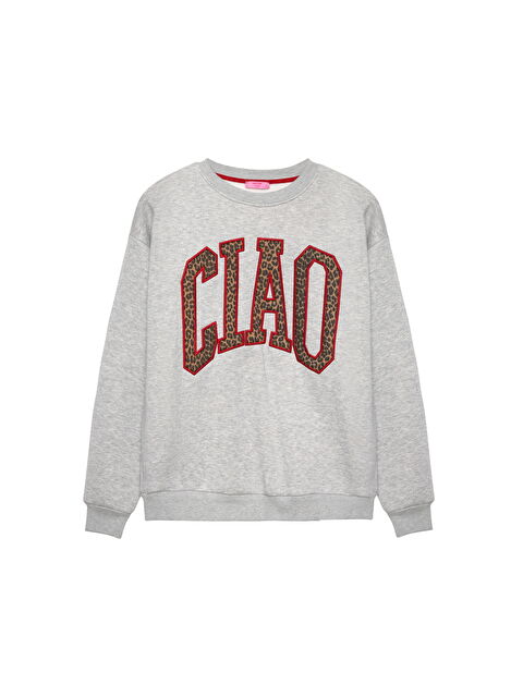 QUZU Leopar Baskı Detaylı Sweatshirt Grimelanj - S000284870-74