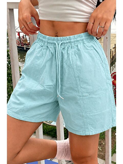 Tarz Cool Kadın %100 Pamuk Lastikli Bel Rahat Kesim Yazlık Şort