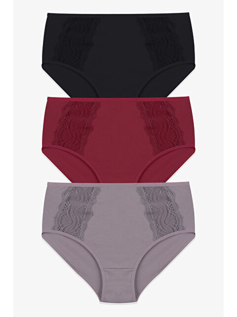 Koza İç Giyim Kadın 3’lü Dantel Detaylı Pamuklu Külot - S000343115-19959