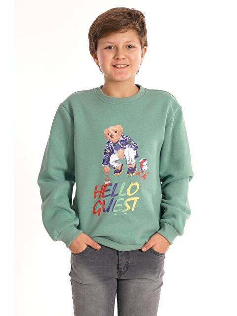 Zepkids Hello Guest Baskılı Çağla Renk Erkek Çocuk Sweat - S000357022-14939
