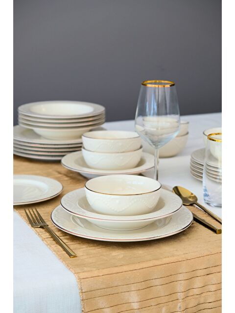 PORSER Zincir Altın Yaldız Yemek Takımı 6 Kişilik 24 Parça ZNC24YKALT - S000384750-37222