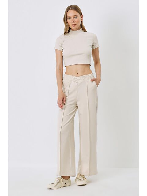 C&City Kadın Baggy Geniş Bacak Yüksek Bel Eşofman Altı 747 Bej - S000233896-19928