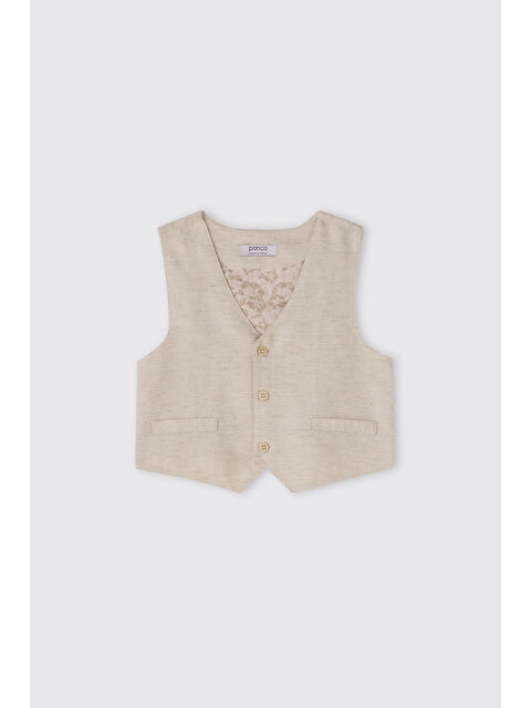 Panço Erkek Çocuk Desenli Bej Yelek - S000524689-19928