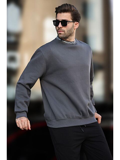 Madmext Füme Bisiklet Yaka Şardonlu Erkek Sweatshirt 7047 - S000244954-33408