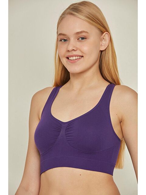 C&City C14001 Dikişsiz Sporcu Büstiyer  Mor - S000222141-20042