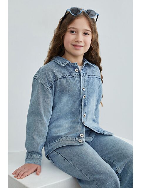 Fullamoda Taşlı Beli Lastikli Kız Çocuk Jean 3 Lü Takım - S000518494-17234