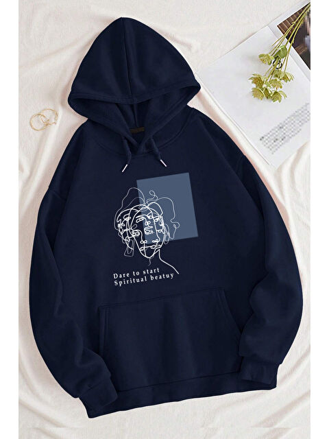 uyguntarz Unisex Minimal line drawing Baskılı Sweatshirt - S000268905-21164