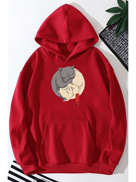 uyguntarz Unisex Yin Yang Cats Baskılı Sweatshirt - S000268142-20045