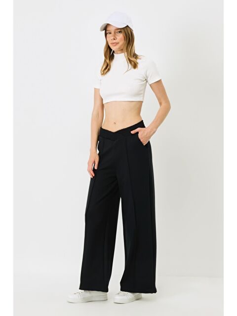 C&City Kadın Baggy Geniş Bacak Yüksek Bel Eşofman Altı 747 Lacivert - S000233896-21164