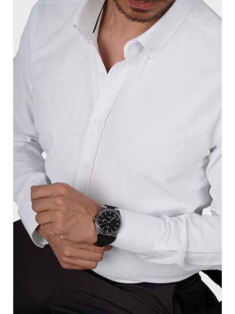 Etikmen Beyaz Yaka Düğmeli Premium Şamre Slimfit Erkek Gömlek - S000512610-20063