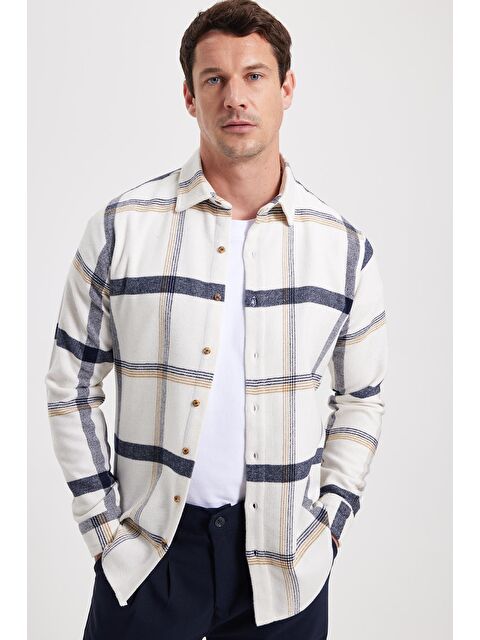 TUDORS Erkek Slim Fit Dar Kesim Kareli Kışlık Oduncu Gömlek - S000519867-19965