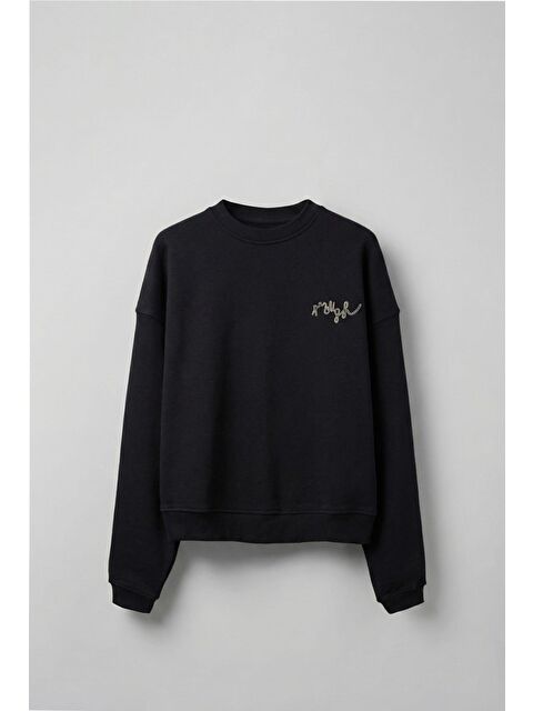Abluka Online Erkek Premium Nakış Detaylı Limited Sweatshirt Siyah - S000497023-19351