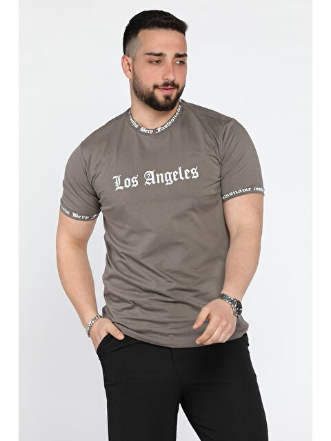 Mishar İtalia Erkek Bisiklet Yaka Yazı Baskılı Tişört - S000361448-26429