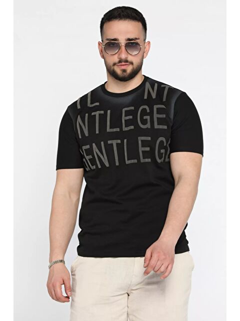 Mishar İtalia Erkek Bisiklet Yaka Harf Baskılı Tişört - S000372928-19351