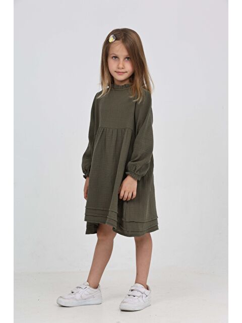 Toontoykids Kız Çocuk Yaka Fırfırlı Elbise