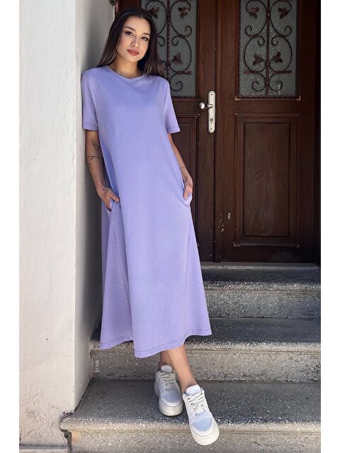 Gülseli Bisiklet Yaka Cep Detaylı Kısa Kol Elbise - S000299556-17878