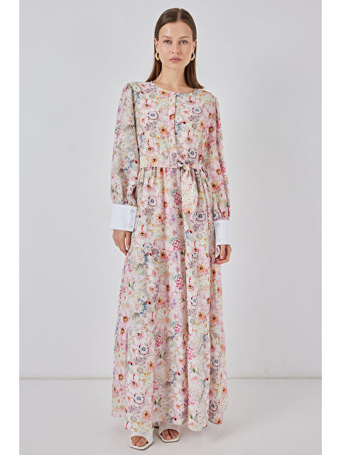 Bigdart Kadın Kuşaklı Uzun Elbise 2584 - Pembe - S000435333-20024