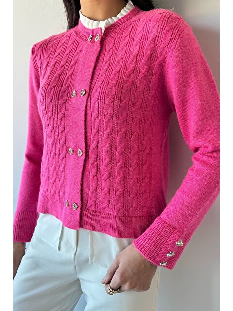 Gülseli Kol Ve Ön Düğmeli Triko Ceket (s,m,l,xl Uyumludur) - S000445298-18686