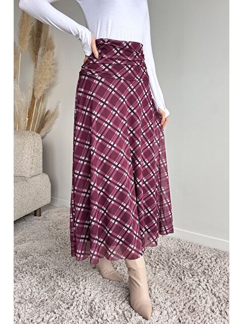 Julude Bel Büzgü Detaylı Desenli Tesettür Kiloş Etek - S000517581-19951