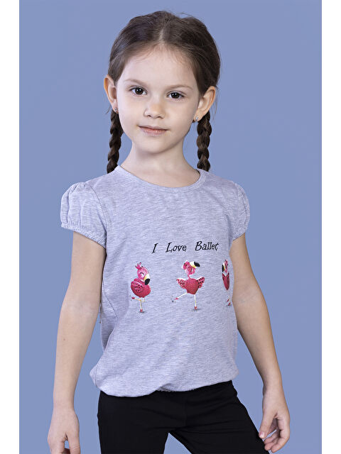 Toontoykids Kız Çocuk Lastikli Büzgü Detaylı Baskılı Tişört