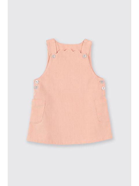 Panço Kız Bebek Askılı Cepli Kadife Pudra Elbise - S000524720-7152