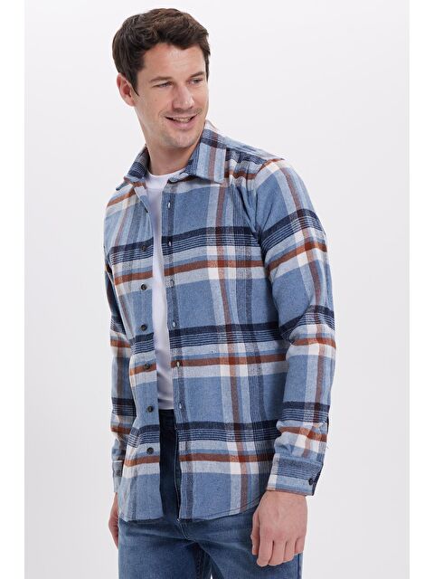 TUDORS Erkek Slim Fit Dar Kesim Kareli Kışlık Oduncu Gömlek - S000519872-23173