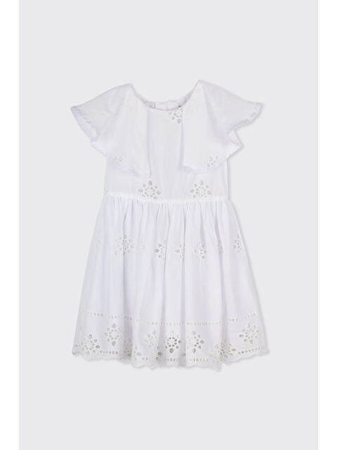 Panço Kız Bebek Yaka Detaylı Fisto Beyaz Elbise - S000524721-20063