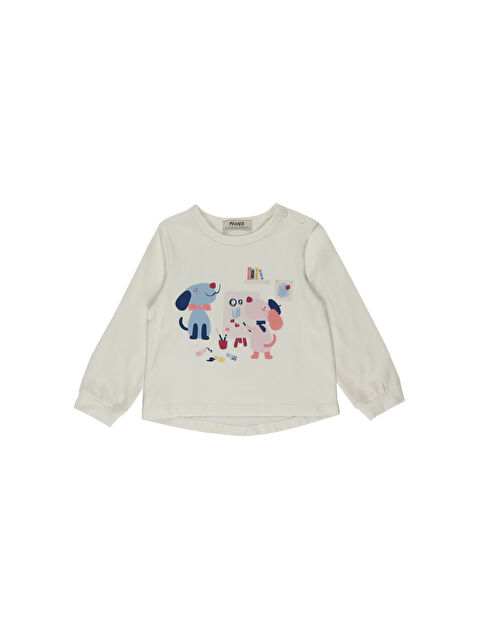 Panço Kız Çocuk Baskı Detaylı Uzun Kollu Tişört - S000259459-19965